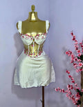 Nuisette Corset en Satin – Motif Floral