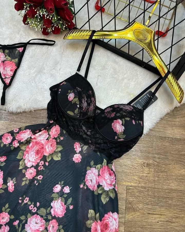 Nuisette Courte Style Bustier Floral – Collection Printemps